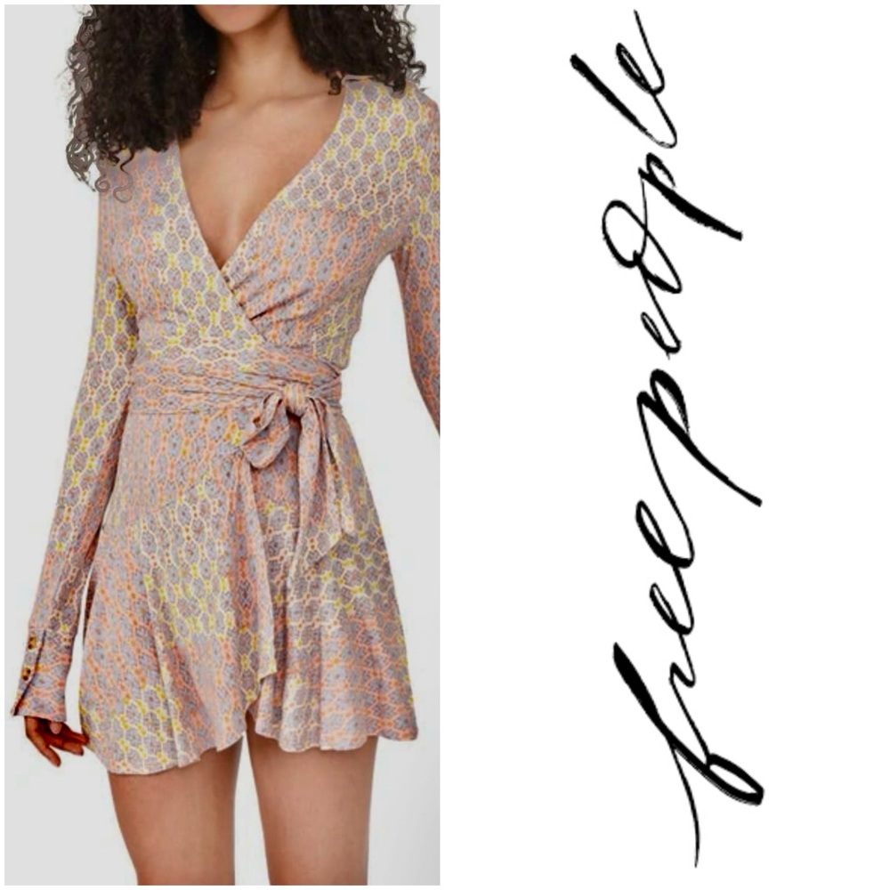 NWT FREE PEOPLE Rhetta Long Sleeve Wrap Mini Dress